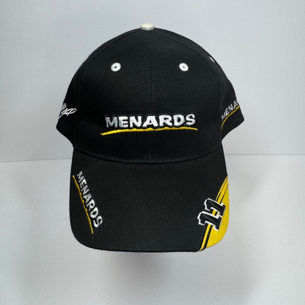 Menards Racing NASCAR Hat Adjustable Baseball Cap #11 Embroidered Black Seba Tag